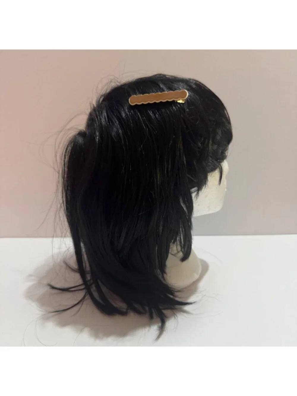 Brown Scalloped Gold Tone Alligator Hair Clip Metal Hair Accessory NEW